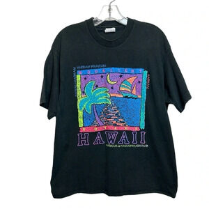 VTG 90s HAWAII‎ HARINAM Moonlight Voyage Neon T-Shirt